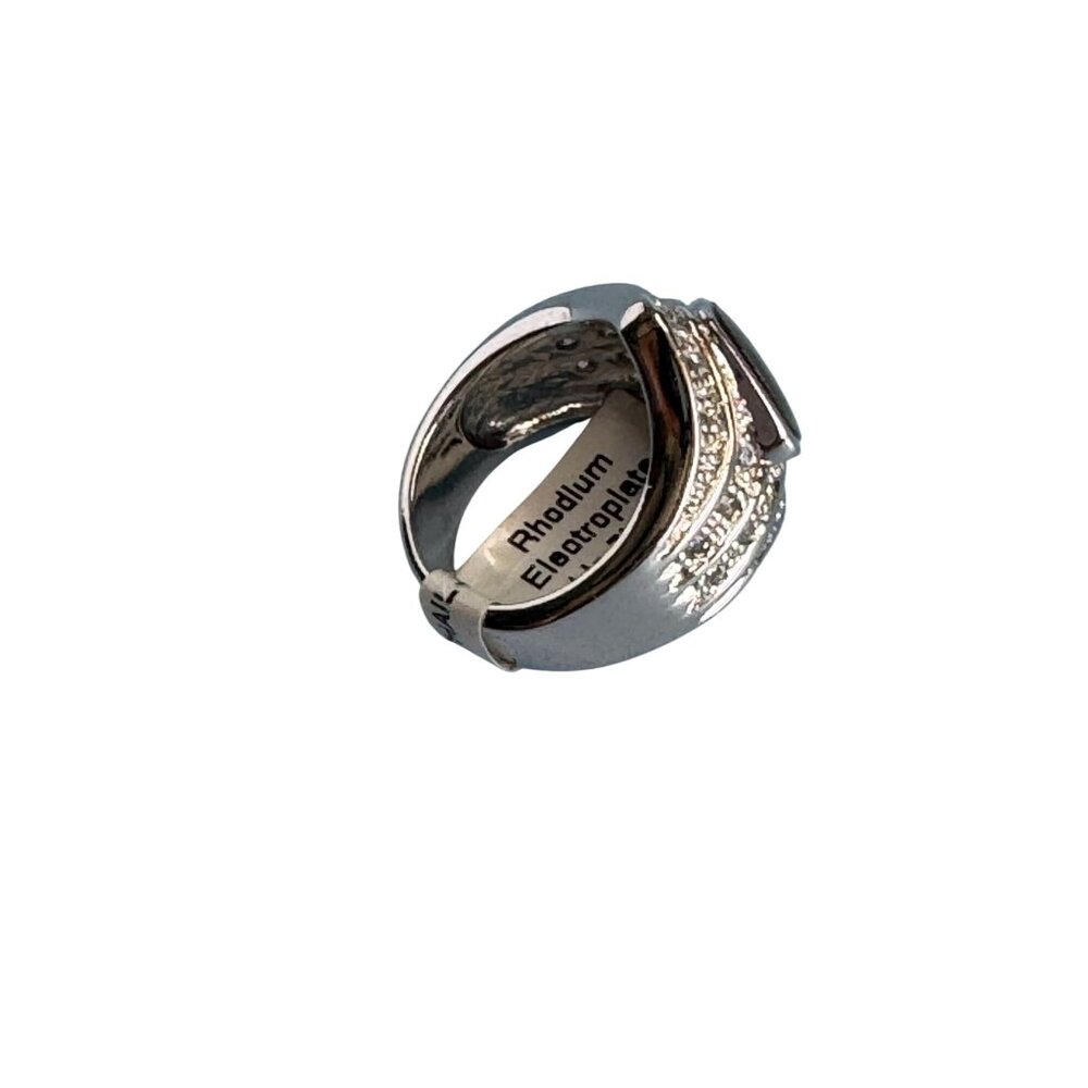 Rhodium Electroplated Ring Abalone Shell Cubic Zirconia Accents Size 6 NWT - Picture 3 of 6